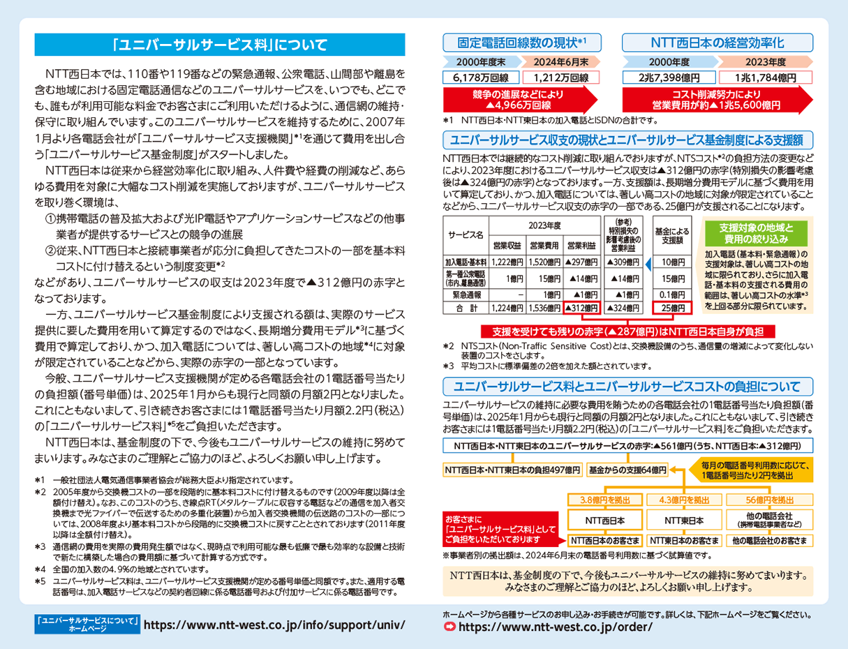 NTT西日本の電話料金請求書に同封の冊子「ハローインフォメーション」第157号のページ見本2