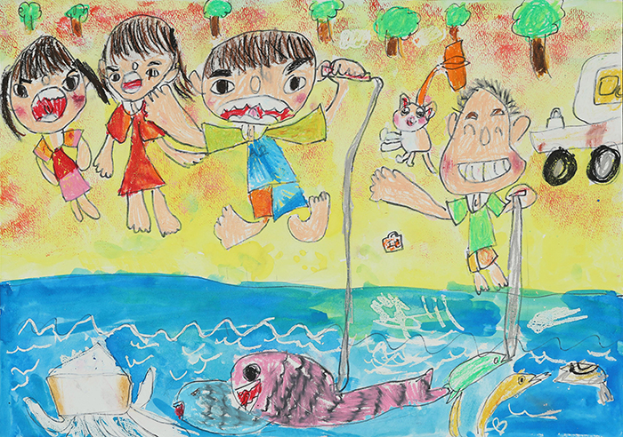 特賞（図画の部）2学年の部、白浜小学校　しもじ みおさんの作品